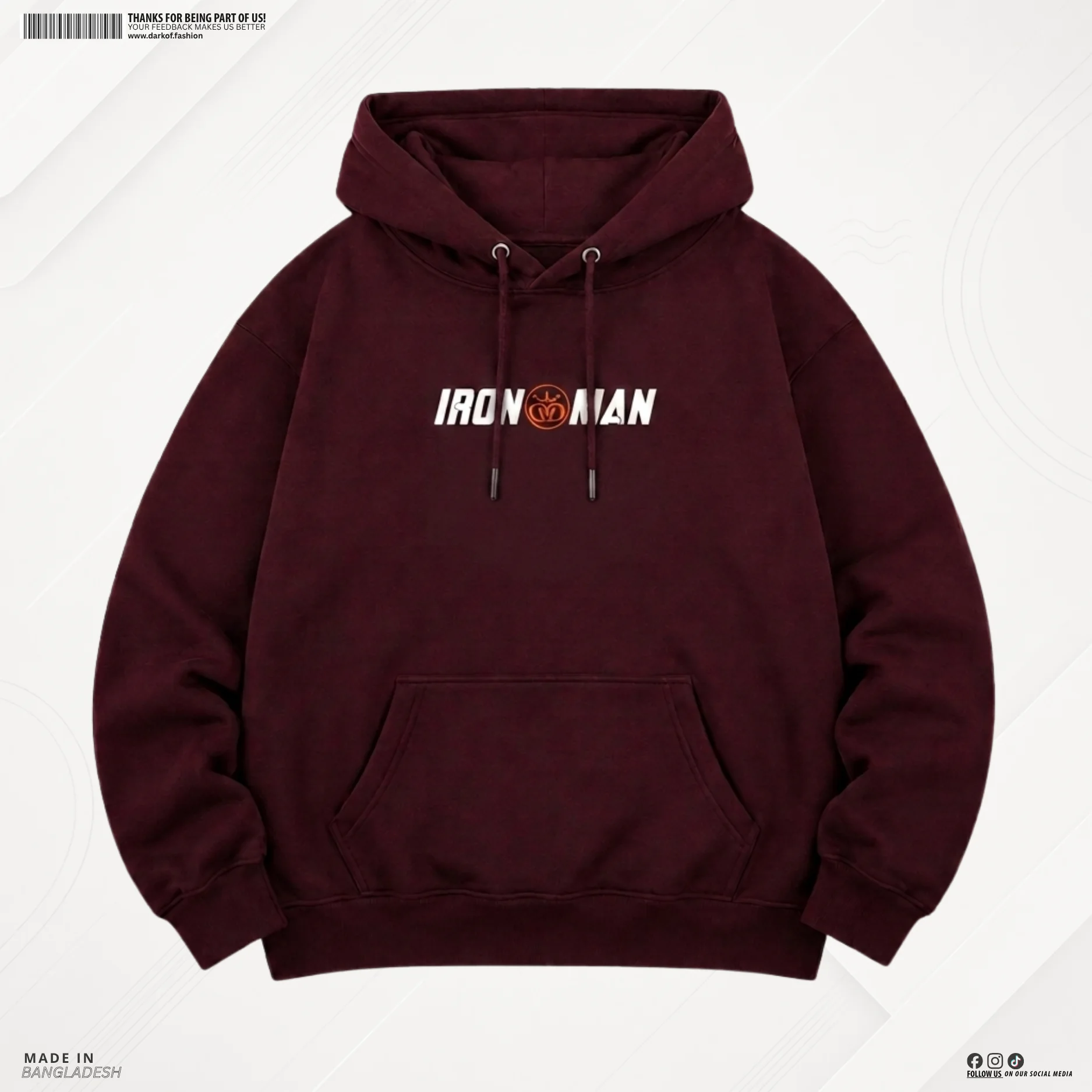Man Premium Hoodie IronX - Maroon 1