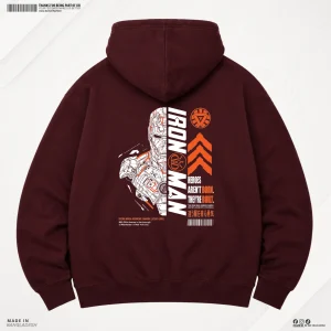 Man Premium Hoodie IronX - Maroon