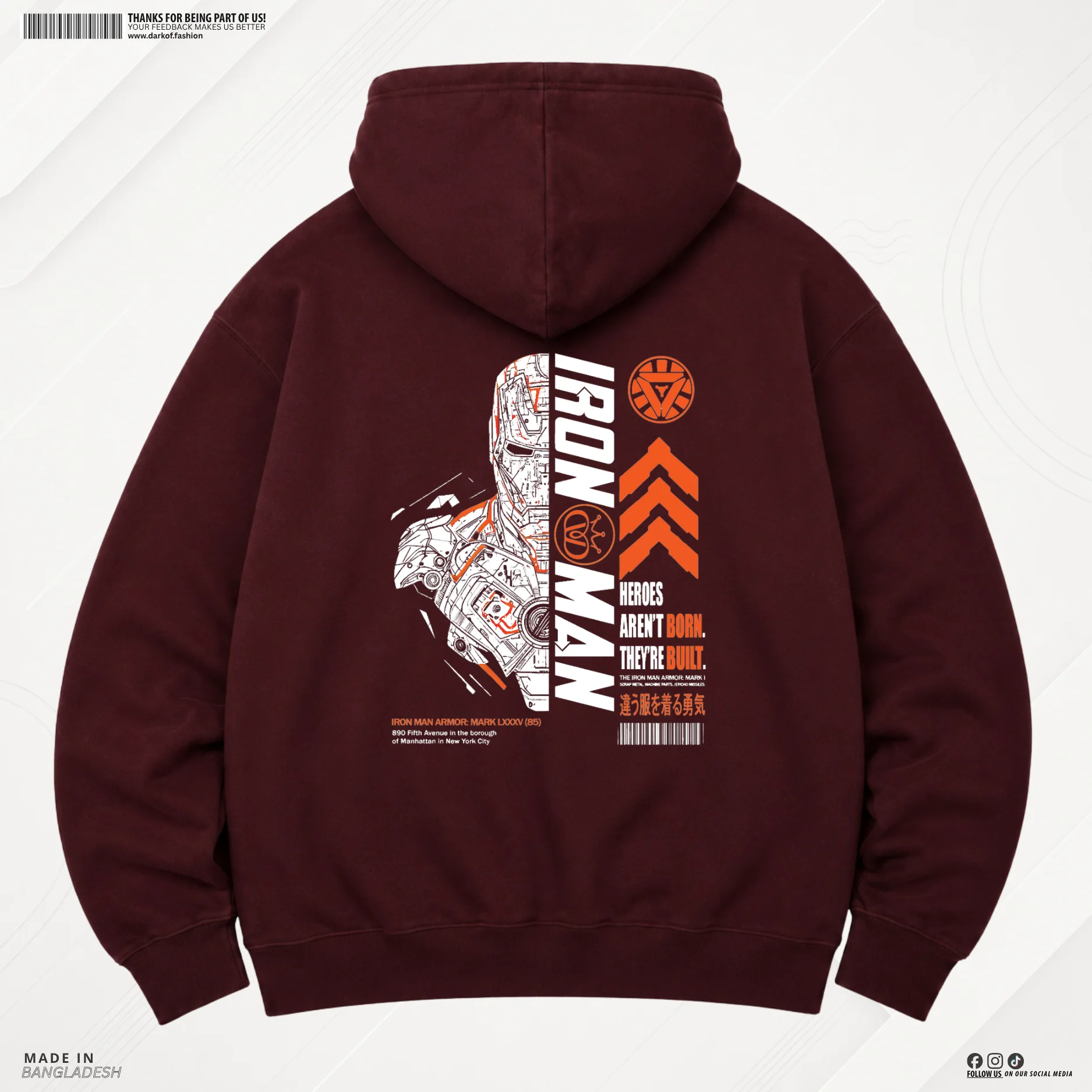 Man Premium Hoodie IronX - Maroon
